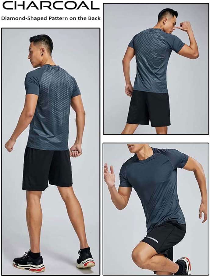 5 Pack Men’s Active Quick Dry Crew Neck T Shirts | Athletic Running Gym Workout Short Sleeve Tee Tops Bulk - Image 4