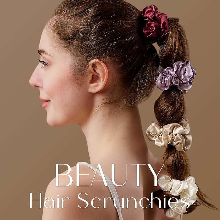 ZIMASILK 100% Mulberry Silk Hair Scrunchies, Best For Women And Girls’ Hair 19 Momme Elastic Hair Bands for Ponytail Holder Gentle And No hurt (3 Pack, Black) - Image 5