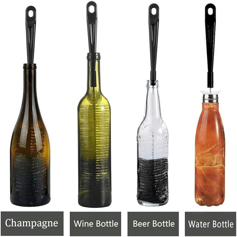 ALINK 3-Pack Long Black Bottle Cleaning Brush for Narrow Neck Beer/Wine/Flask/Thermos/Sport Well, Brewing Bottle Cleaner, 16 Inches - Image 5
