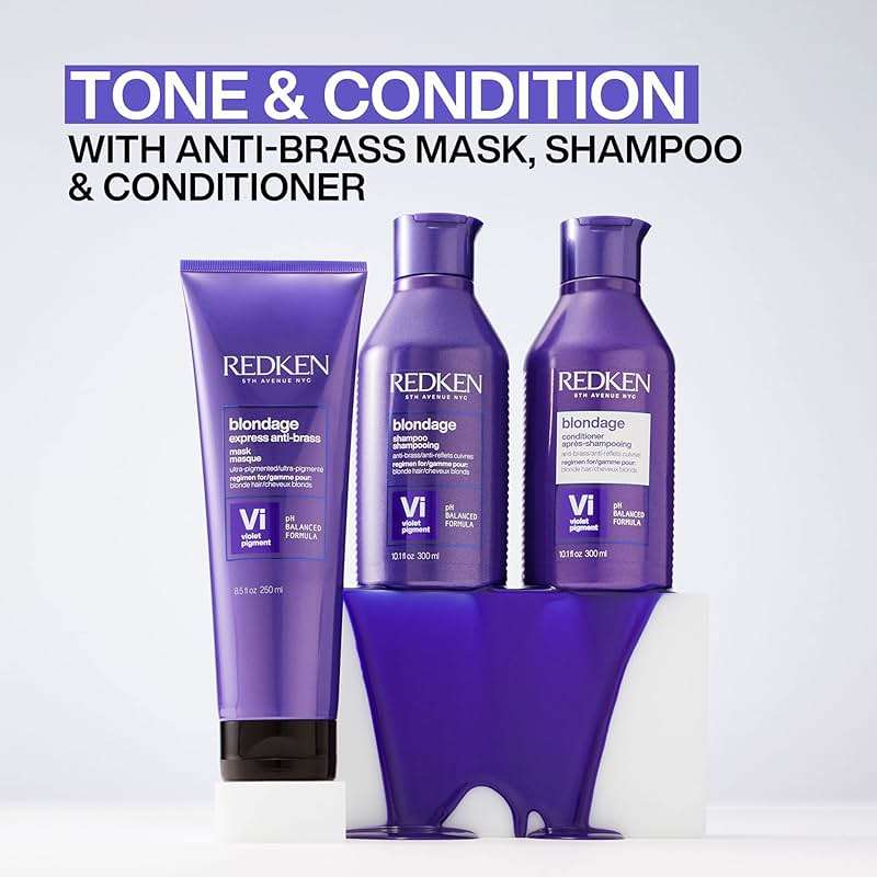 Redken Blondage Express Anti-Brass Mask For Blonde & Highlighted Hair - Ultra-Pigmented Purple Mask For Blonde Hair - Image 4