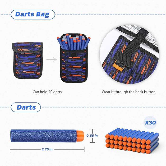 KKONES Kids Tactical Vest Kit for Nerf Guns Series with Refill Darts,Dart Pouch, Reload Clips, Tactical Mask, Wrist Band and Protective Glasses, Toys for 8 9 10 11 12 Year Boys - Image 5