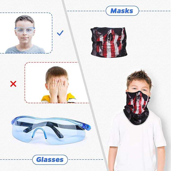 KKONES Kids Tactical Vest Kit for Nerf Guns Series with Refill Darts,Dart Pouch, Reload Clips, Tactical Mask, Wrist Band and Protective Glasses, Toys for 8 9 10 11 12 Year Boys - Image 6