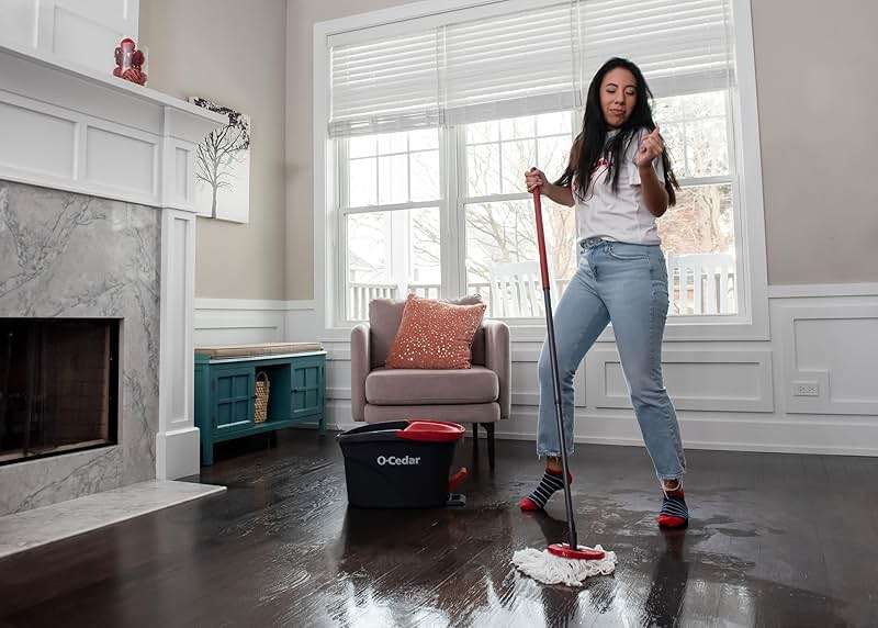 O-Cedar EasyWring Microfiber Spin Mop & Bucket Floor Cleaning System + 2 Extra Refills, Red/Gray - Image 21