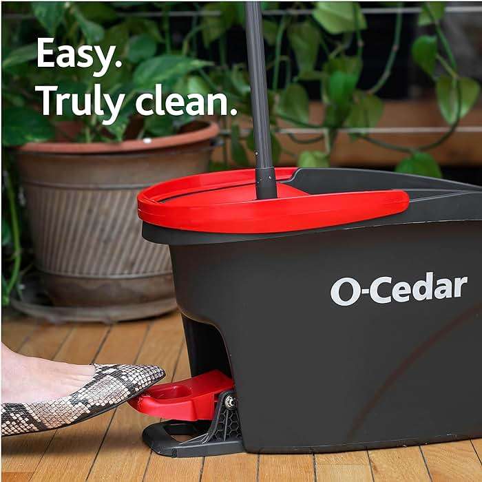 O-Cedar EasyWring Microfiber Spin Mop & Bucket Floor Cleaning System + 2 Extra Refills, Red/Gray - Image 9