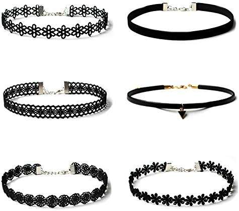 Maxforever 6 PCS Necklaces Black Velvet Choker Set Classic Gothic Tattoo Lace Chokers - Image 1