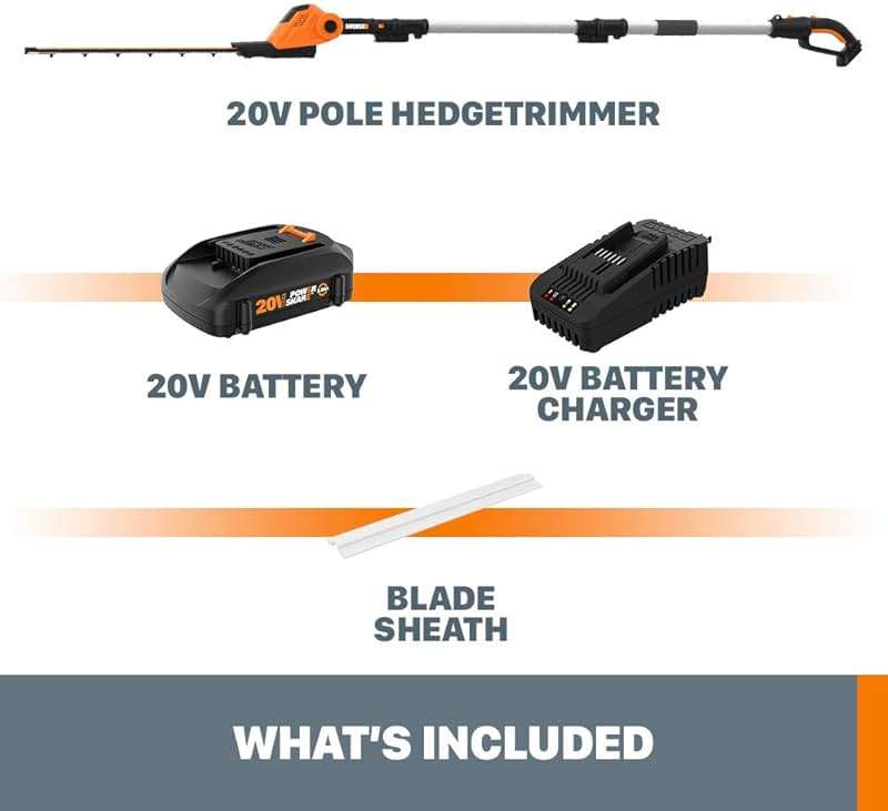 WORX WG252 20V 2-in-1 Attachment Capable Hedge Trimmer - Image 9