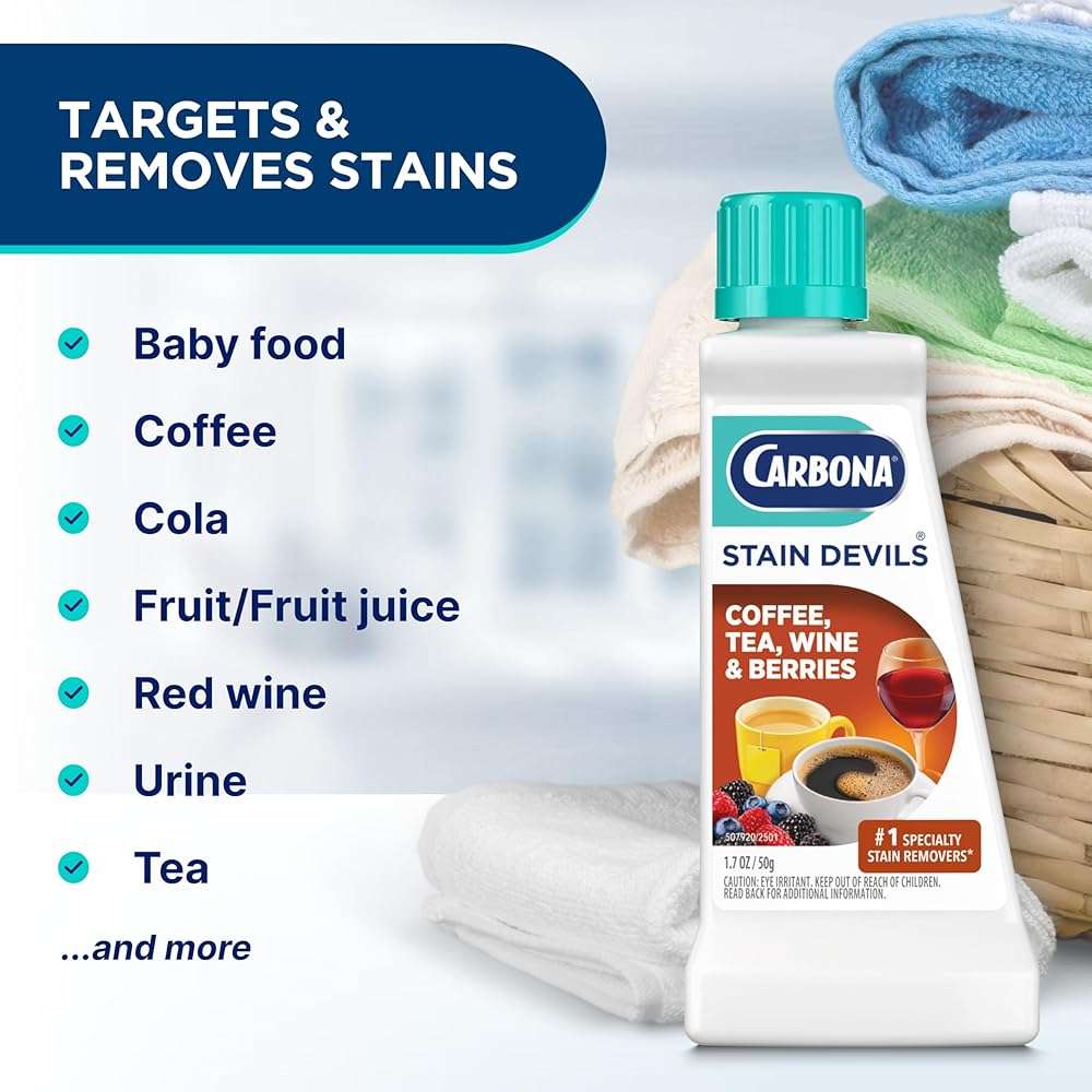 Carbona Stain Devils® #8 | Coffee, Tea, Wine & Juice | Professional Strength Laundry Stain Remover | Multi-Fabric Cleaner | Safe On Skin & Washable Fabrics | 1.7 Fl Oz, 3 Pack - Image 7