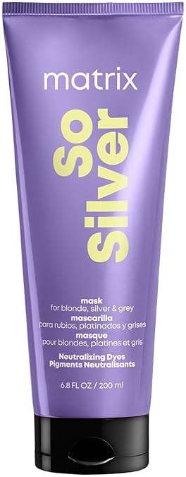 Matrix So Silver Purple Hair Mask - Deep Conditioning, Repairs Damaged Blonde and Silver Strands, Neutralizes Yellow Tones, For Color-Treated or Bleached Hair - Image 1