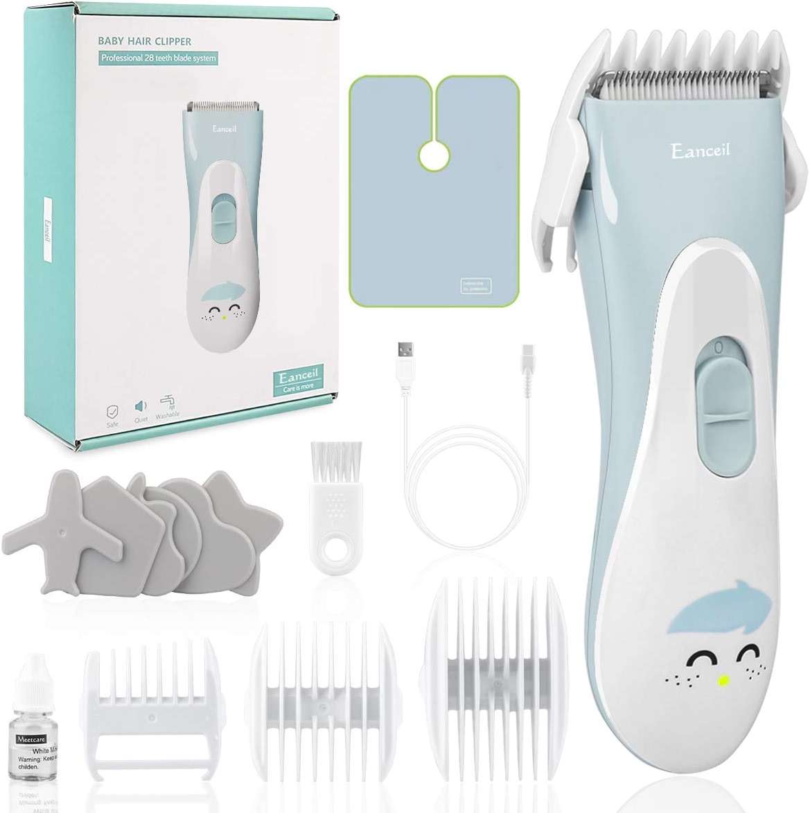 Eanceil Baby Hair Clippers, Ceramic Blade Electric Kids Hair Trimmer, Ultra-Quiet Cordless Rechargeable Waterproof Haircut Kit for Kids & Adult - Image 1