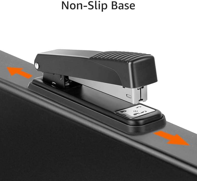 Amazon Basics Full-Strip Metal Office Desktop Stapler, 20 Sheet Capacity, Non-Slip, Black, 3-Pack - Image 6