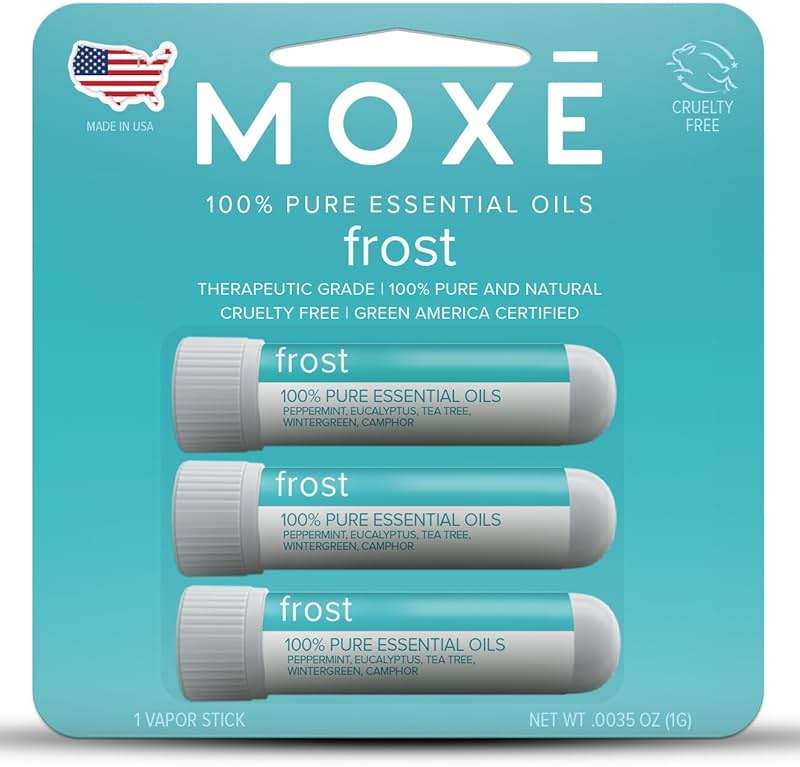 MOXE Frost - Energizing Aromatherapy Nasal Inhaler - Alleviate Headaches, Boost Focus & Energy - Cooling Sinus Blaster - Includes Peppermint, Eucalyptus, & Wintergreen Essential Oils - USA (3-Pack) - Image 1