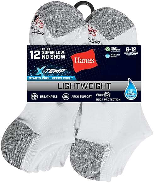 Hanes Men's Socks, X-Temp Lightweight Socks, Low Cut and No Show, 12-Pack - Image 4