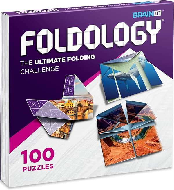 FOLDOLOGY - The Origami Puzzle Game! Brain Teasers for Tweens, Teens & Adults | Travel Game, STEM Toy | Fold the Paper, Complete the Picture | 100 Puzzles | Gift for Ages 10+ - Image 1