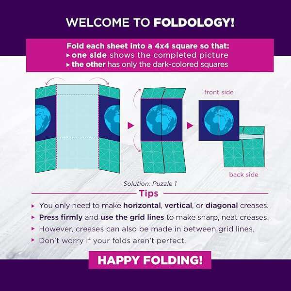 FOLDOLOGY - The Origami Puzzle Game! Brain Teasers for Tweens, Teens & Adults | Travel Game, STEM Toy | Fold the Paper, Complete the Picture | 100 Puzzles | Gift for Ages 10+ - Image 6