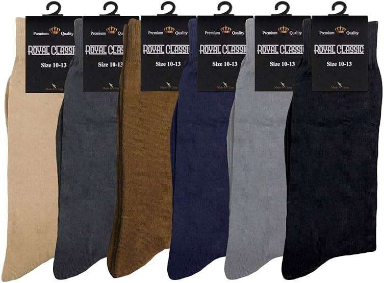 Royal Classic MENS DRESS SOCKS MIX ASSORTED COTTON BLEND SOCKS 6 PAIRS FORMAL SOLID COLORS CREW SOCKS 10-13 - Image 1