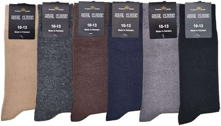 Royal Classic MENS DRESS SOCKS MIX ASSORTED COTTON BLEND SOCKS 6 PAIRS FORMAL SOLID COLORS CREW SOCKS 10-13 - Image 2
