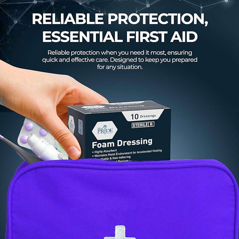 MED PRIDE Foam Dressings for Wounds 4x4in Sterile Non-Adhesive Pads Highly Absorbent Waterproof Medical Foam Padding (10 Count (Pack of 1)) - Image 5