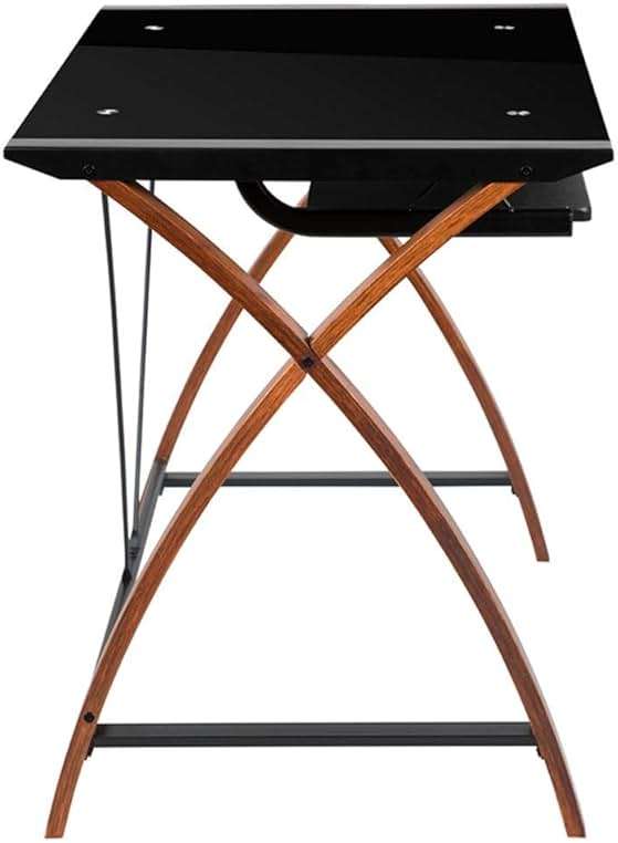 Flash Furniture Jude Black Glass L-Shape Corner Computer Desk with Pull-Out Keyboard Tray - Image 5