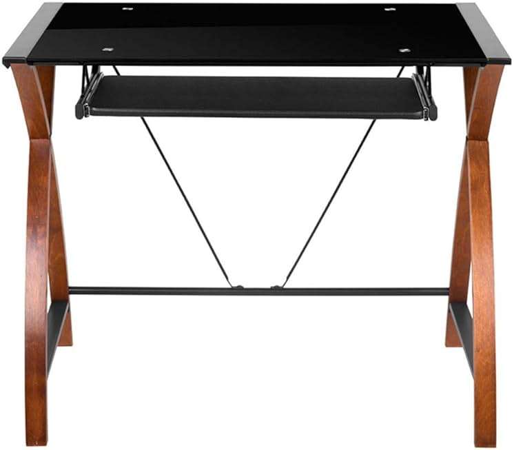 Flash Furniture Jude Black Glass L-Shape Corner Computer Desk with Pull-Out Keyboard Tray - Image 7