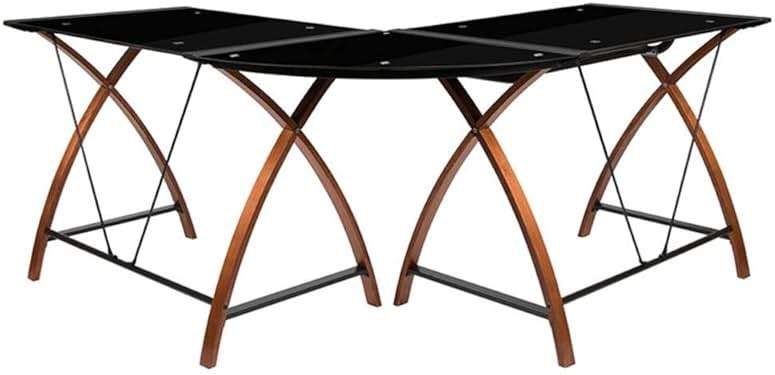 Flash Furniture Jude Black Glass L-Shape Corner Computer Desk with Pull-Out Keyboard Tray - Image 8