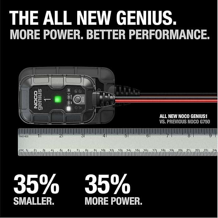 NOCO GENIUS1: 1A 6V/12V Smart Battery Charger – Automatic Maintainer, Trickle Charger & Desulfator with Overcharge Protection & Temperature Compensation – for Lead-Acid & Lithium Batteries - Image 2