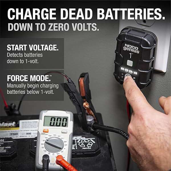 NOCO GENIUS1: 1A 6V/12V Smart Battery Charger – Automatic Maintainer, Trickle Charger & Desulfator with Overcharge Protection & Temperature Compensation – for Lead-Acid & Lithium Batteries - Image 3