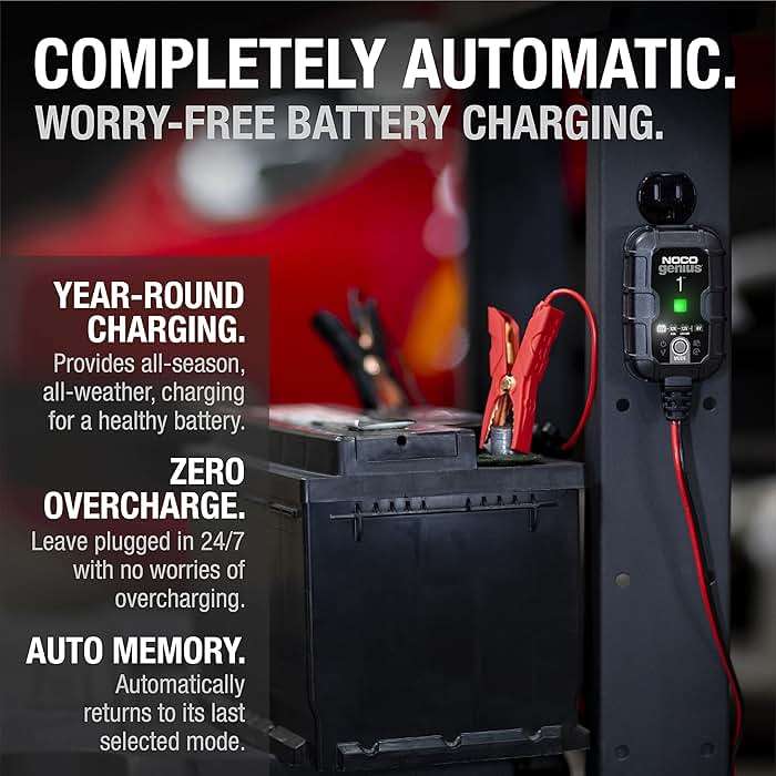 NOCO GENIUS1: 1A 6V/12V Smart Battery Charger – Automatic Maintainer, Trickle Charger & Desulfator with Overcharge Protection & Temperature Compensation – for Lead-Acid & Lithium Batteries - Image 7