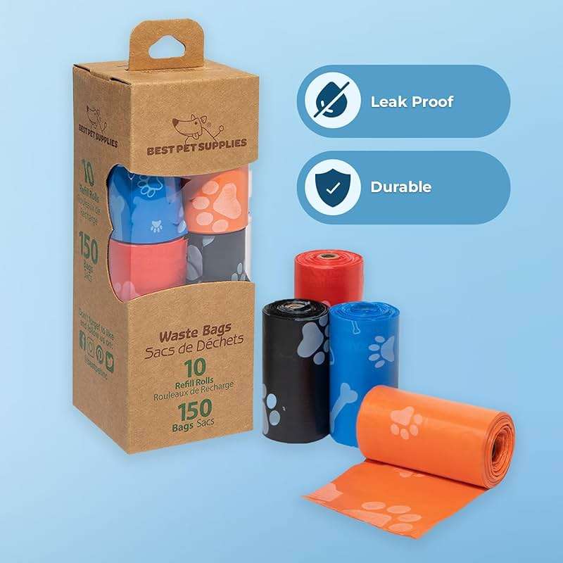 Best Pet Supplies Dog Poop Bags for Waste Refuse Cleanup, Doggy Roll Replacements for Outdoor Puppy Walking and Travel, Leak Proof and Tear Resistant, Thick Plastic - Assorted, 150 Bags - Image 3