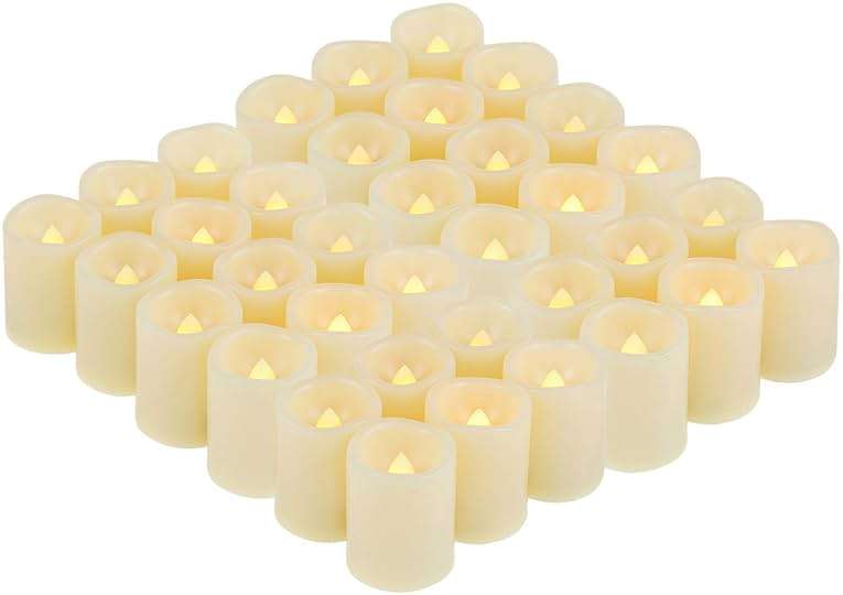 iZAN 36 Pack Flameless Battery Operated LED Votive Candles Flickering Electric Fake Tea Lights Candle Bulk Set for Christmas Home Party Decorations Wedding Supplies 1.5x2 inch Batteries Included - Image 1