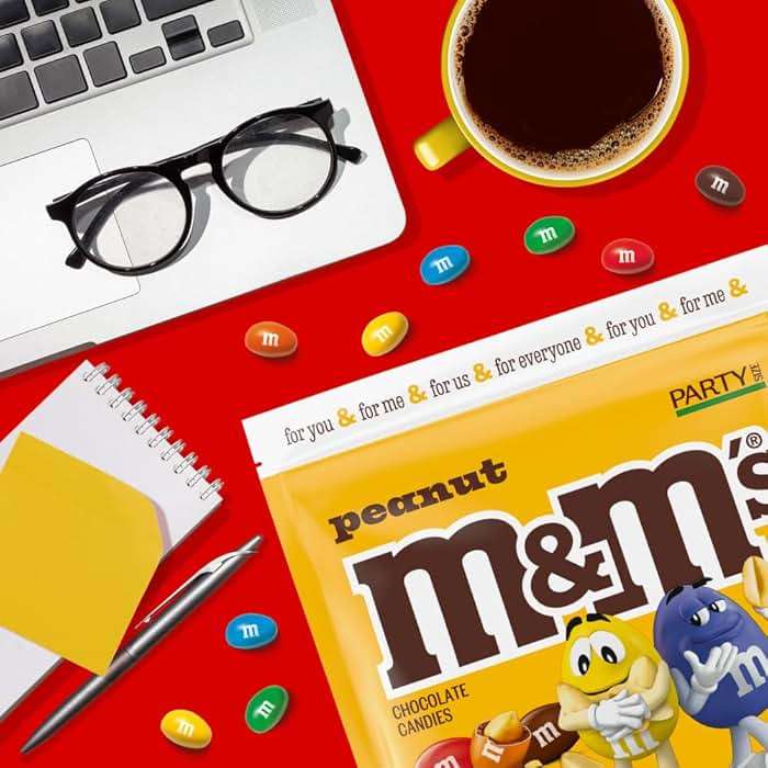 M&M'S Peanut Milk Chocolate Candy Resealable Bulk Pack, Party Size, 38 oz Bag, For Sharing, Baking and Snacking - Image 6