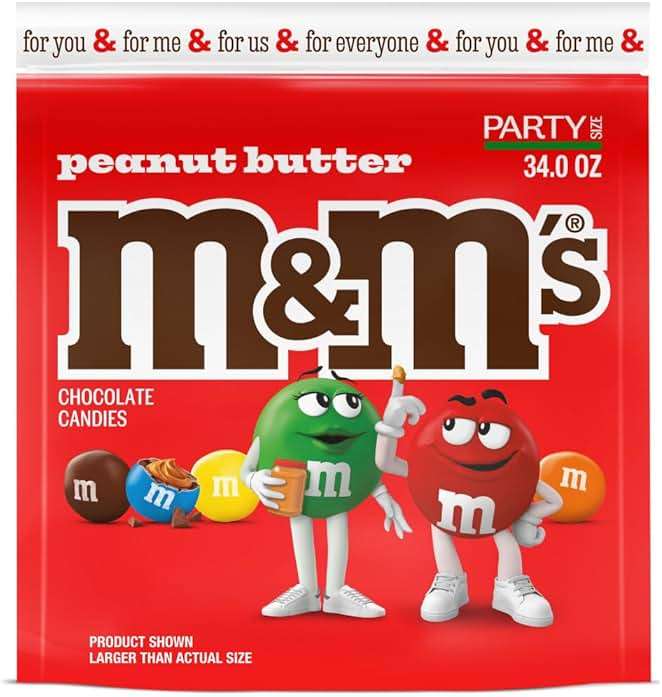 M&M'S Summer Peanut Butter, Chocolate Candy, Party Size, 34 oz Resealable Bulk Candy Bag - Image 1