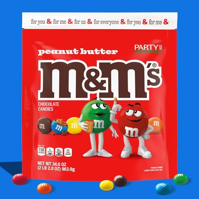 M&M'S Summer Peanut Butter, Chocolate Candy, Party Size, 34 oz Resealable Bulk Candy Bag - Image 4