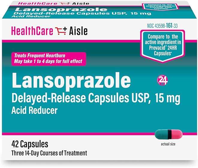 HealthCareAisle Lansoprazole 15 mg - 42 Delayed-Release Capsules - Acid Reducer, Treats Frequent Heartburn - Image 1