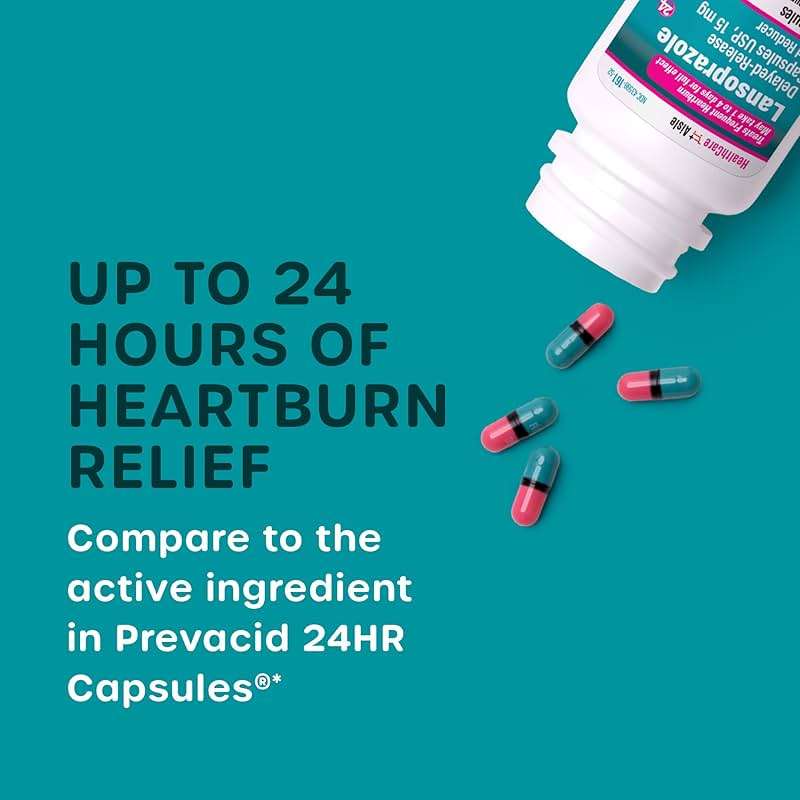 HealthCareAisle Lansoprazole 15 mg - 42 Delayed-Release Capsules - Acid Reducer, Treats Frequent Heartburn - Image 2