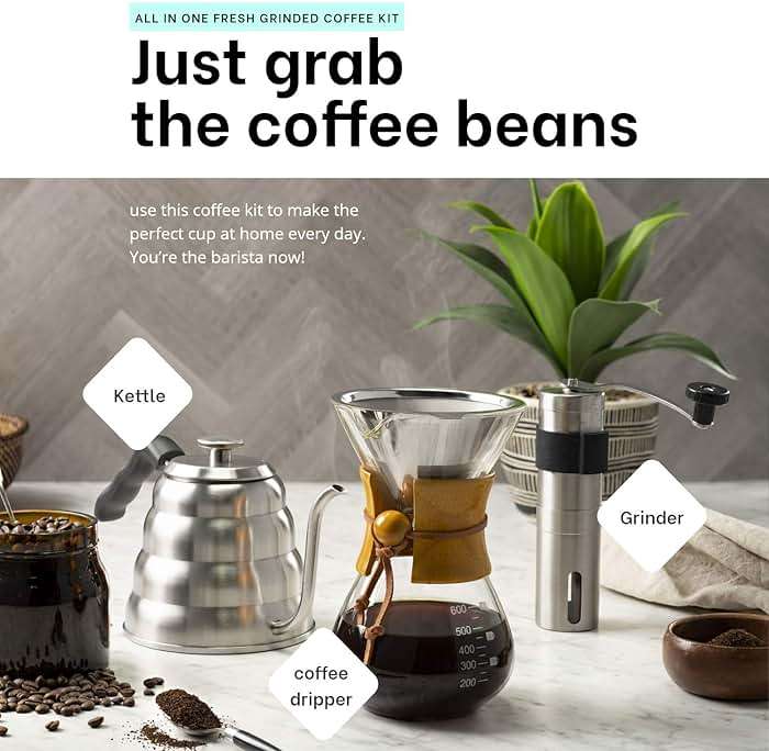 MITBAK Pour Over Coffee Maker Set | Kit Includes 40 OZ Gooseneck Kettle with Thermometer, Coffee Mill Grinder & 20 OZ Coffee Dripper Brewer | Great Replacement for Coffee Machines - Image 4