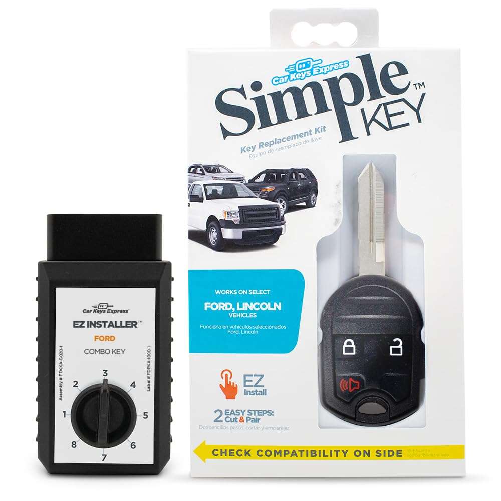 Simple Key, Key Fob and Key Programmer 3 Button Keypads, Key Replacement Remote Kit, Simple Key Programmer for Select Ford, Lincoln, Mercury, and Mazda Vehicles - Image 1