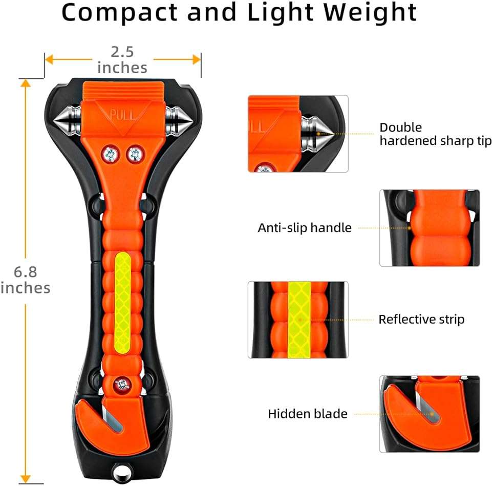 Nomiou 10 Pack Safety Hammer, Emergency Escape Tool with Car Window Breaker and Seat Belt Cutter, Life Saving Survival Kit - Image 2