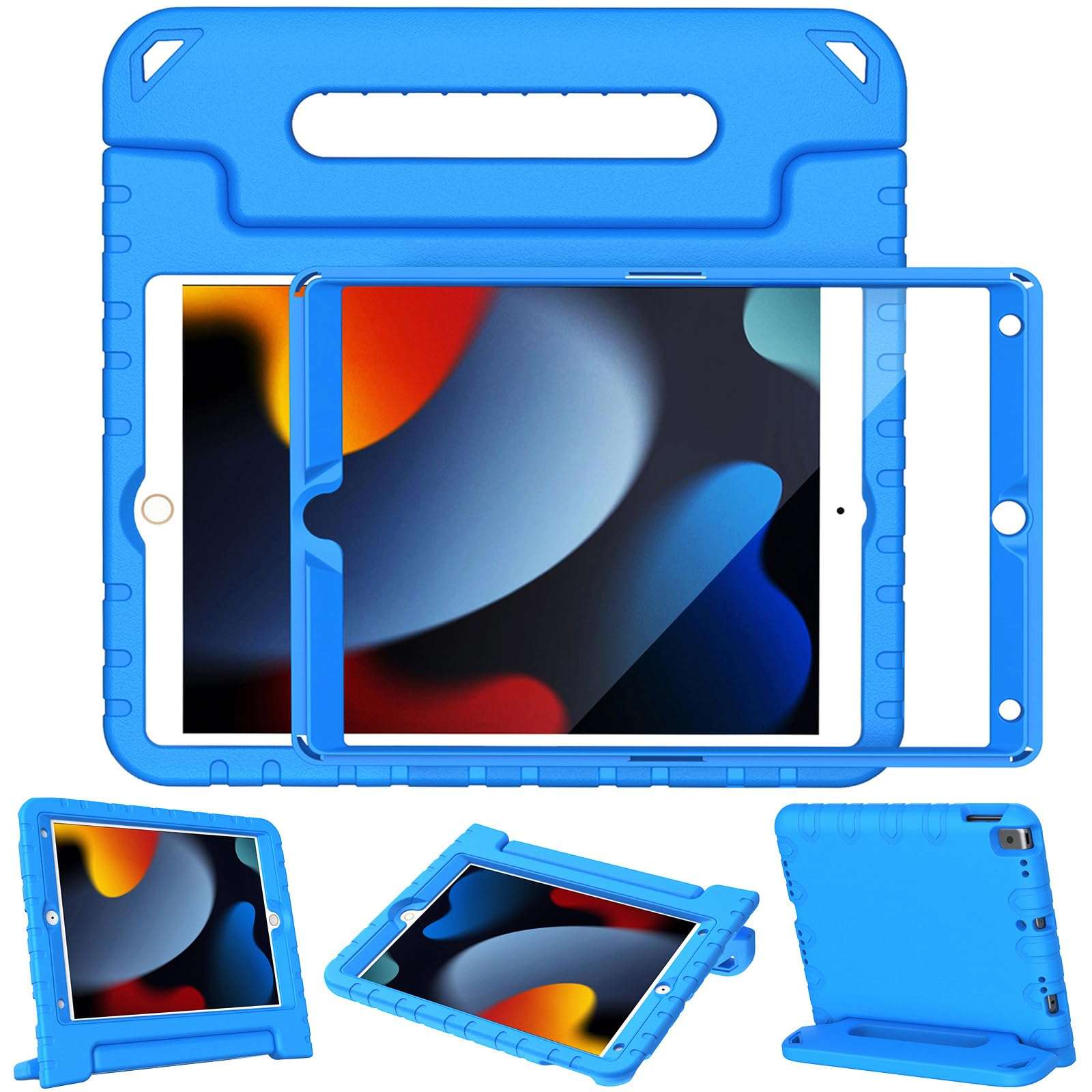 LTROP Case For iPad 9th Generation/iPad 8th Generation/iPad 7th Generation for Kids, iPad 10.2 2021/2020/2019, Shockproof Handle Stand, Blue - Image 1