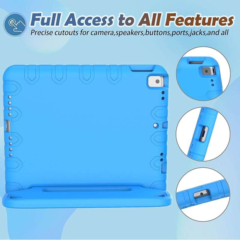LTROP Case For iPad 9th Generation/iPad 8th Generation/iPad 7th Generation for Kids, iPad 10.2 2021/2020/2019, Shockproof Handle Stand, Blue - Image 5