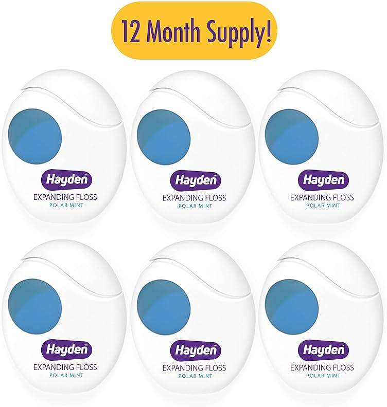 Hayden Expanding Dental Floss. Expands To Clean Between Tight Teeth. 6 Pack Value. Fresh Feeling Polar Mint Woven Floss. Anti Tartar Actives for Gentle Care. 180 Yards. Expandable Clean. PFA Free. - Image 2