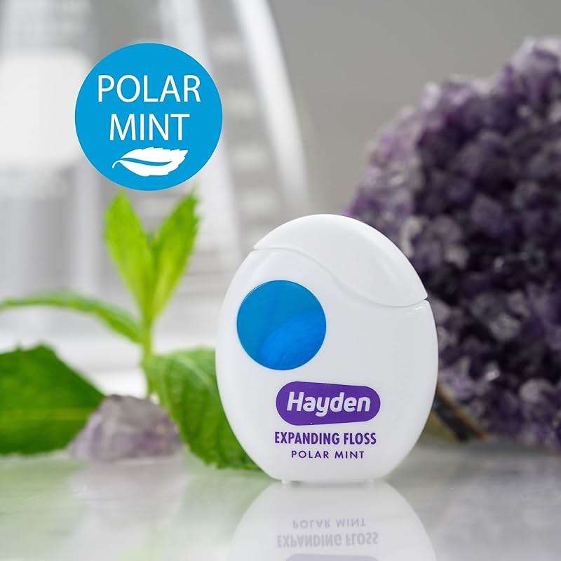 Hayden Expanding Dental Floss. Expands To Clean Between Tight Teeth. 6 Pack Value. Fresh Feeling Polar Mint Woven Floss. Anti Tartar Actives for Gentle Care. 180 Yards. Expandable Clean. PFA Free. - Image 7