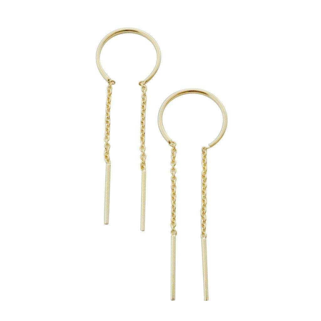 HONEYCAT Threader Drop Bar Chain Earrings in Gold, Rose Gold, or Silver | Minimalist, Delicate Jewelry - Image 1