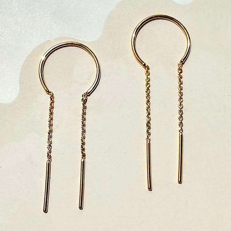 HONEYCAT Threader Drop Bar Chain Earrings in Gold, Rose Gold, or Silver | Minimalist, Delicate Jewelry - Image 3