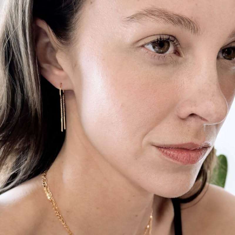 HONEYCAT Threader Drop Bar Chain Earrings in Gold, Rose Gold, or Silver | Minimalist, Delicate Jewelry - Image 6