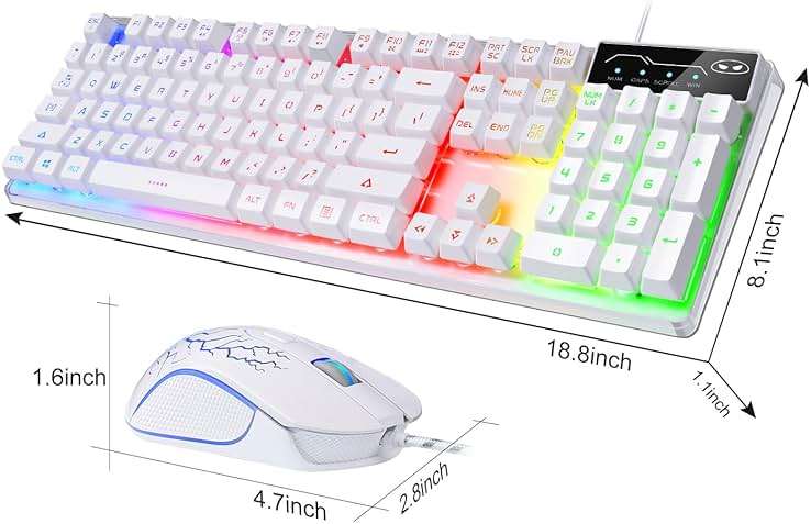 Gaming Keyboard and Mouse Combo, K1 RGB LED Backlit Keyboard with 104 Key for PC/Laptop(White) - Image 3