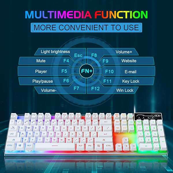 Gaming Keyboard and Mouse Combo, K1 RGB LED Backlit Keyboard with 104 Key for PC/Laptop(White) - Image 5