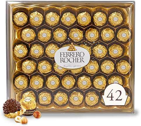 Ferrero Rocher Gourmet Hazelnut Milk Chocolate Gift Box, 42 Individually Wrapped Chocolates, 18.5 oz - Image 1