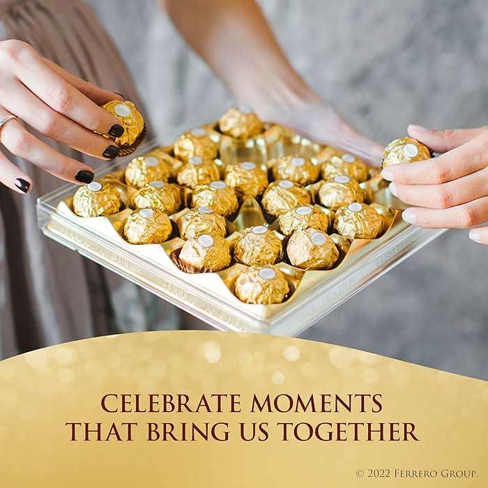 Ferrero Rocher Gourmet Hazelnut Milk Chocolate Gift Box, 42 Individually Wrapped Chocolates, 18.5 oz - Image 4