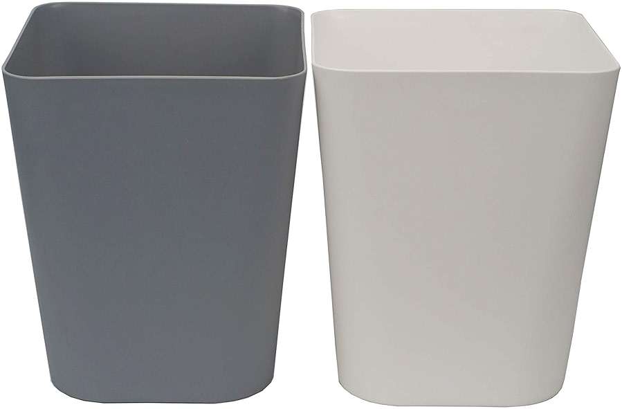 Feiupe 1.6 Gallon Small Trash Can Wastebasket for Kitchen Office Bathroom,Pack of 2(White+Gray) - Image 1