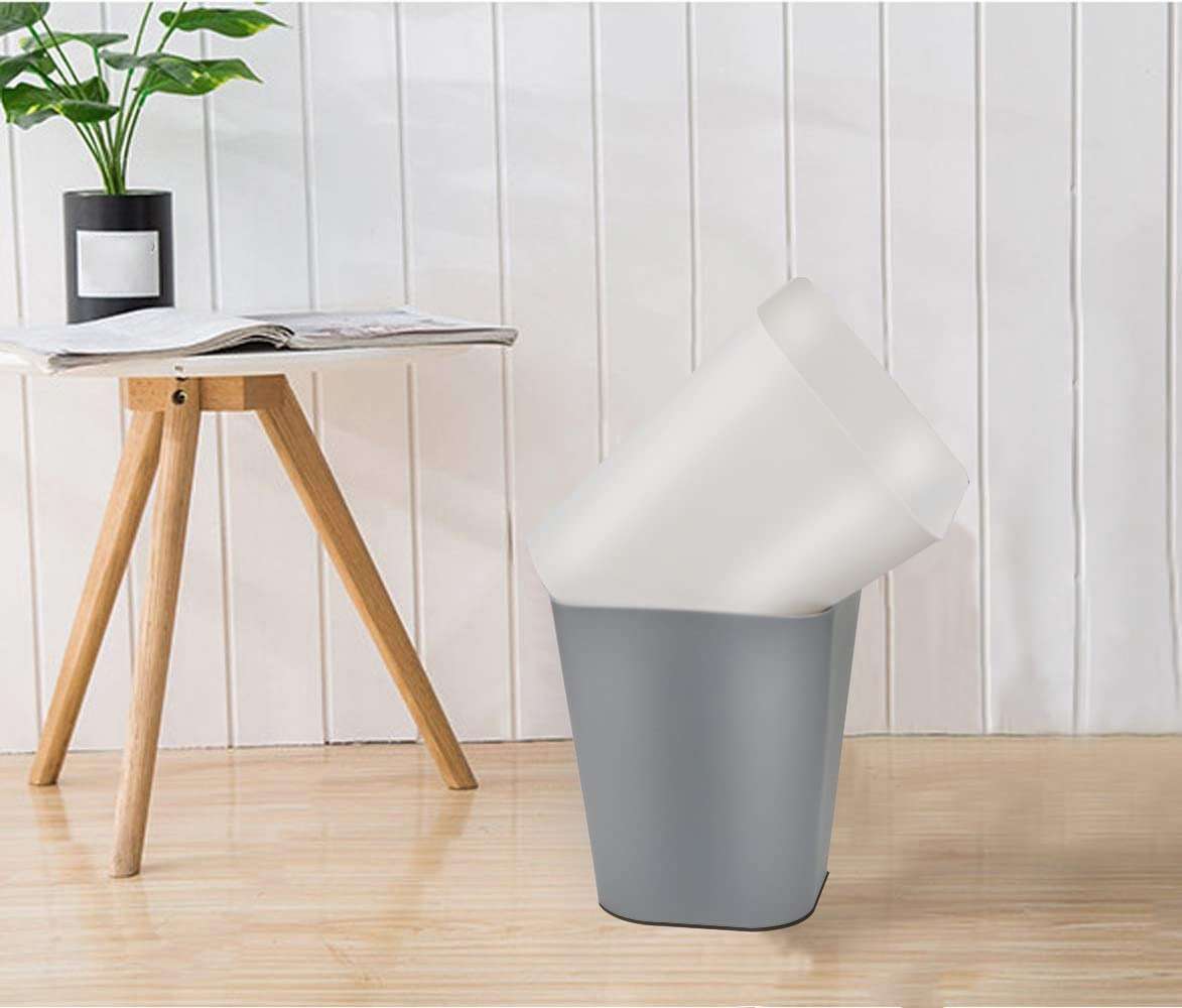 Feiupe 1.6 Gallon Small Trash Can Wastebasket for Kitchen Office Bathroom,Pack of 2(White+Gray) - Image 6
